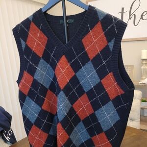 J Crews men's Argyle Sweater Vest - Navy, Red, and Gray